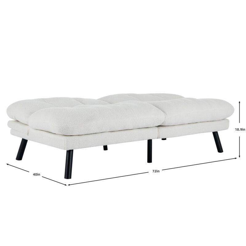 Mainstays Camden Cozy Futon, Cream Boucle Fabric, 72" - Image 4