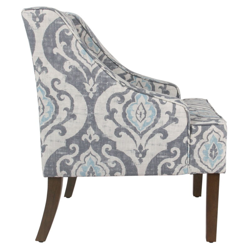 HomePop Classic Swoop Accent Chair - Blue and White Damask - Image 4