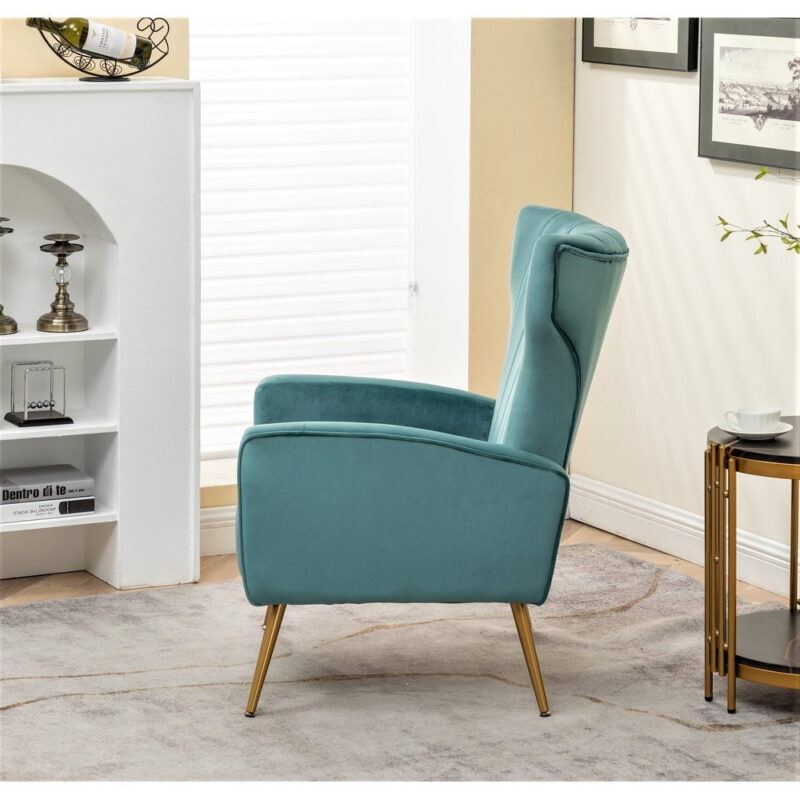 US Pride Furniture Kaleigh 27.56"W Velvet Living Room Sofa Chair with Metal Legs, Teal - Image 2