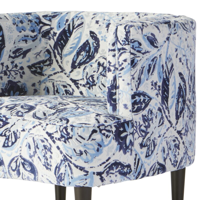 Roundhill Furniture Isla Chenille Oversized Living Room Barrel Accent Chair with Arms, Lyanna Indigo - Image 3