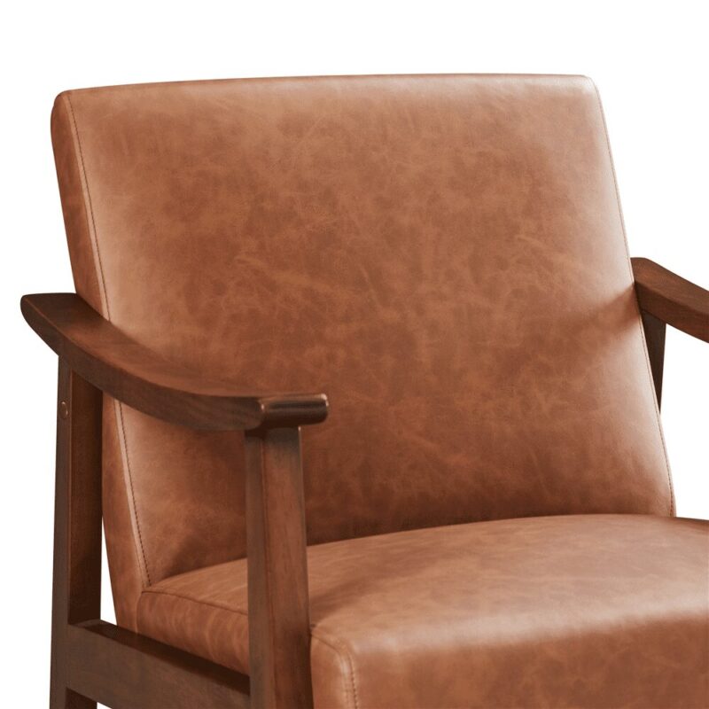 Renwick Mid-Century Modern Faux Leather Accent Chair, Set of 2, Brown - Image 7