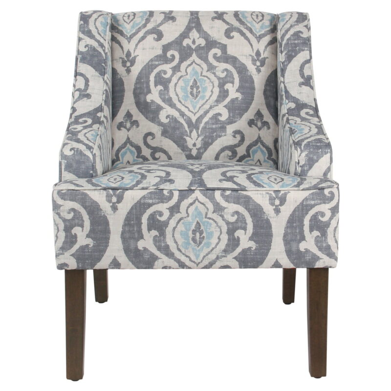 HomePop Classic Swoop Accent Chair - Blue and White Damask - Image 2