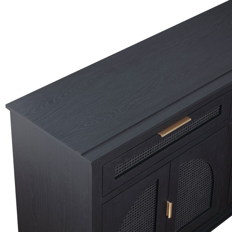 Beautiful Drew Rattan Media Console with Teched Away Drawer by Drew Barrymore, Black Finish - Image 5