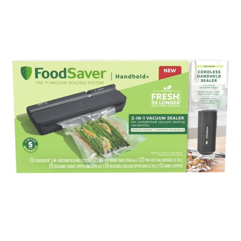 (2 pack) FoodSaver Handheld+ 2-in-1 Vacuum Sealing System, Handheld and Countertop Vacuum Sealer, Matte Black - Image 2