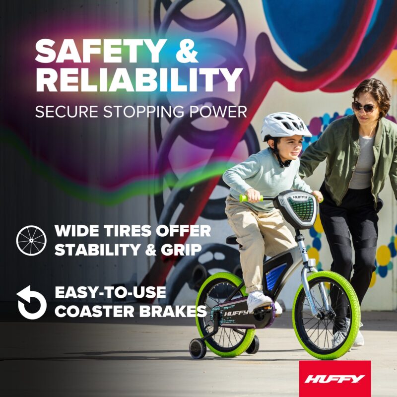 Huffy 18" Electro-Light Kids' Bike, Fits Riders 3'6" - 4'1", Grey/Green, Kids, Unisex - Image 5