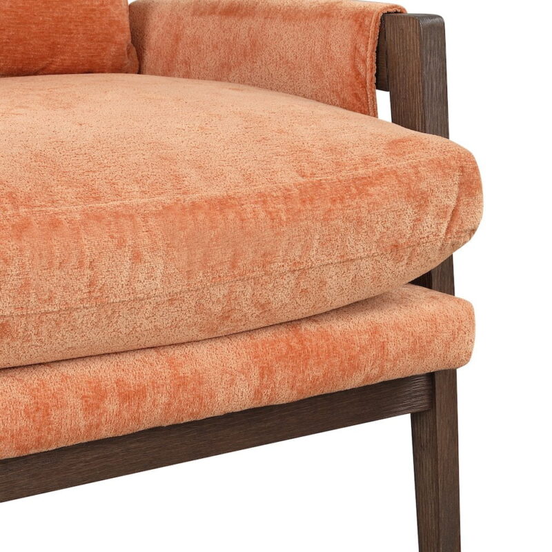 Roundhill Furniture Kelly Mid-Century Modern Velvet Accent Armchair, Orange - Image 6