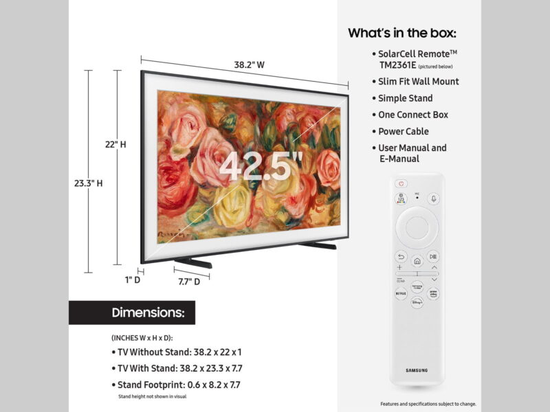 SAMSUNG 43” Class LS03D The Frame QLED HDR QN43LS03DAFXZA 2024 - Image 2