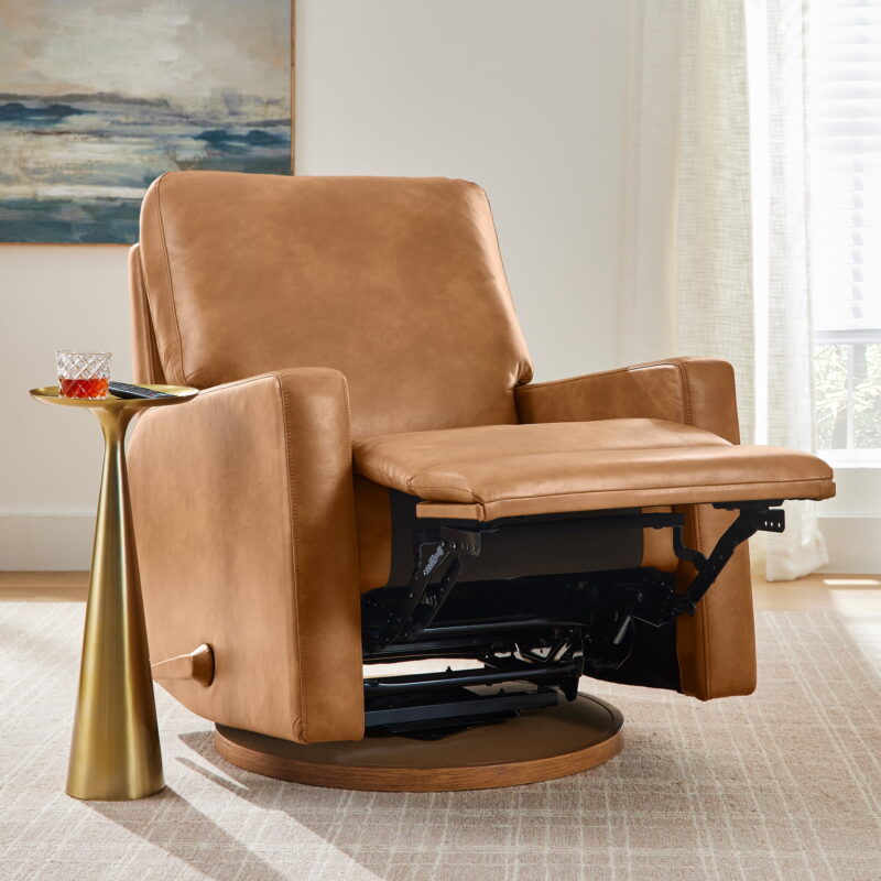 Better Homes & Gardens Modern Farmhouse Glider Recliner, Camel Faux Leather - Image 4