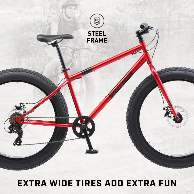 Mongoose Dolomite Adult Fat Tire Mountain Bike, 26-Inch Wheel, Red - Image 6