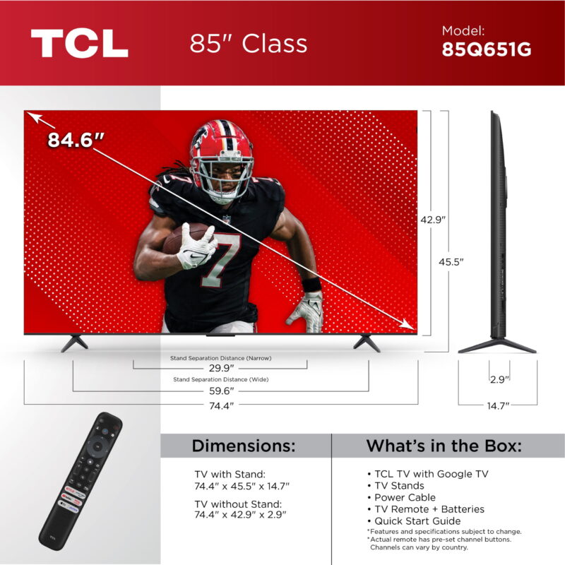 TCL 85” Class Q6 (85Q651G) 4K UHD HDR QLED Smart TV with Google TV (NEW 2024) - Image 3
