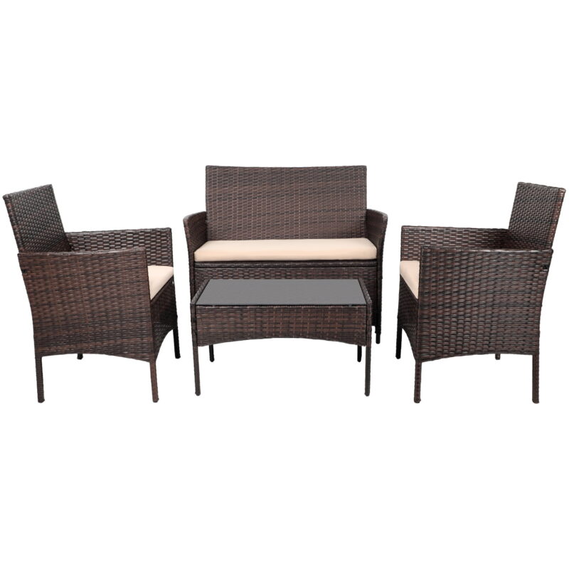 Lacoo 4 Pieces Outdoor Patio Furniture Sets Rattan Chair Wicker Set for Backyard Porch Garden Poolside Balcony - Image 5