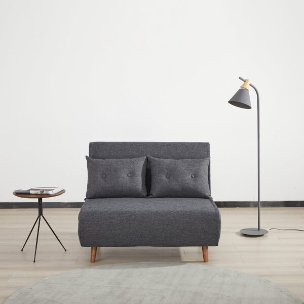 A&D Home Haru 40" Convertible Futon Chair, Linen Dark Gray