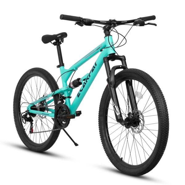 Aukfa 26 Inch Mountain Bike, 21-Speed Steel Frame Bicycle with Disc Brakes for Men Women, Blue