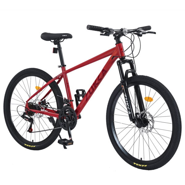 Aukfa 26" Mountain Bike for Men/Women,24 Speed Adult Bicycle Suspension Fork,Fits Riders 5'4" - 6'2"Red