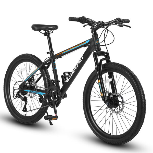 Aukfa 26 inch Mountain Bike for Men Women,Shimano 21-Speed Full Suspension MTB w/ Mechanical Disc Brake,High-Carbon Steel Frame,Blue