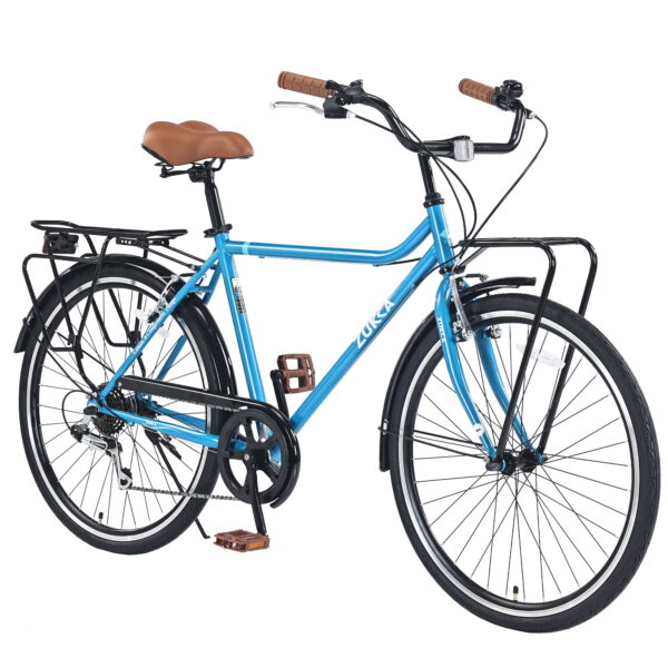 Aukfa Cruiser Bike, 7 Speed Commute Bike for Adult Men Women,Blue