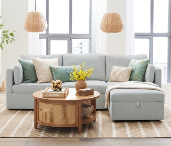 Better Homes & Gardens Modular Sectional Sofa with Storage Ottoman, Grey