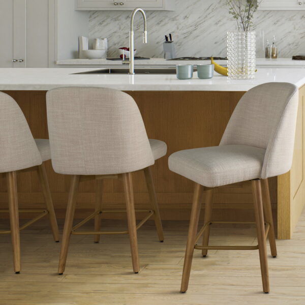 Better Homes & Gardens Springwood Swivel Barstool, Set of 2, Light Honey Finish