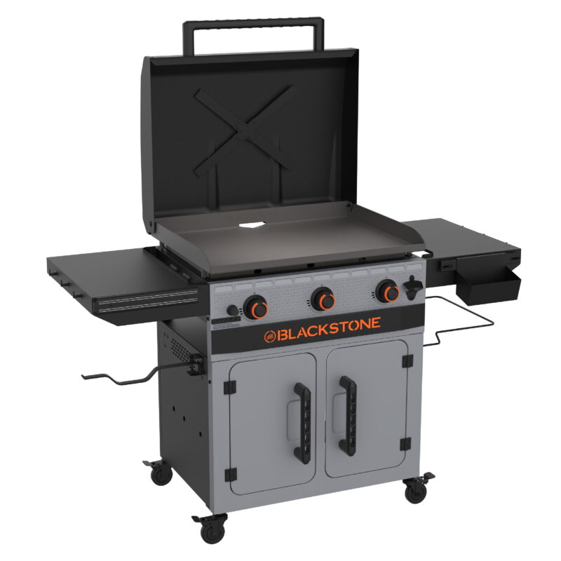 Blackstone Bronco 3-Burner 28" XL Omnivore Griddle with Dual Side Shelves and Cabinet