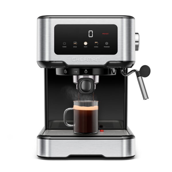 Chefman CraftBrew Espresso Machine w/ Steam Wand and Touch Controls – Stainless Steel