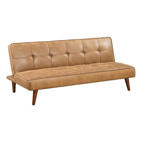 Coaster Jenson Faux Leather Tufted Convertible Sofa Bed Saddle Brown