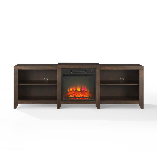 Crosley Furniture Ronin Wood TV stand for TVs up to 75" in Dark Walnut