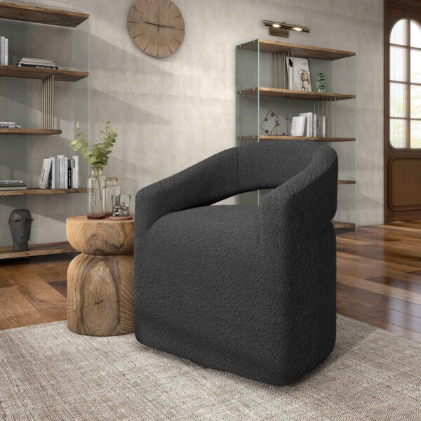 Furniture of America Cape Upholstered Indoor Boucle Fabric Swivel Armchairs & Accent Chairs, Gray
