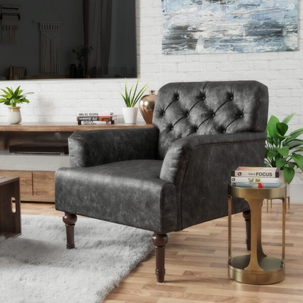 Furniture of America Lanis Traditional Indoor Tufted Lounge Armchairs & Accent Chairs, Gray