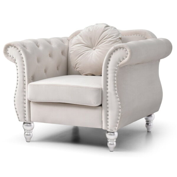 Glory Furniture Hollywood Accent Chair in Ivory Color