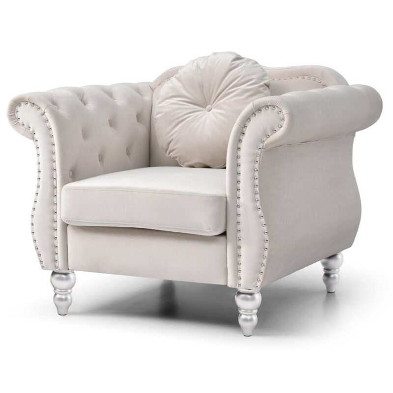 Glory Furniture Hollywood Accent Chair in Ivory Color