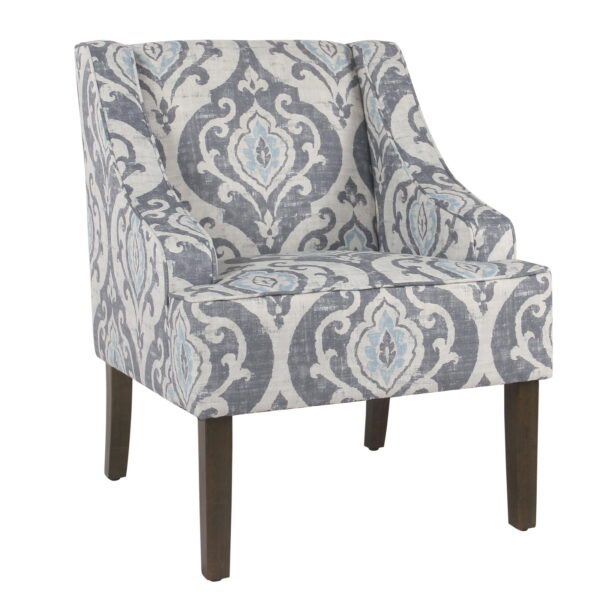HomePop Classic Swoop Accent Chair - Blue and White Damask