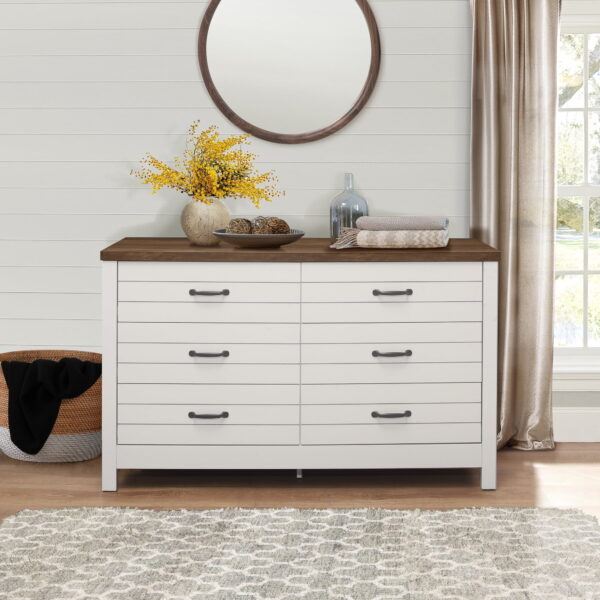 Lancaster Wood 6 Drawer Dresser, Ivory, by Hillsdale Living Essentials