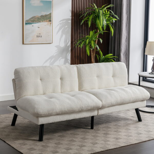 Mainstays Camden Cozy Futon, Cream Boucle Fabric, 72"