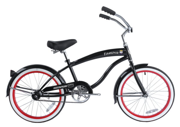Micargi 20 In. Famous Kid's Size Bike Cruiser, Black, White and Red