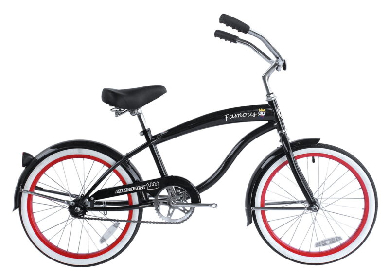 Micargi 20 In. Famous Kid's Size Bike Cruiser, Black, White and Red