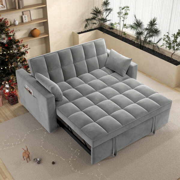 Momspeace Loveseat Convertible Sleeper Sofa Bed, Gray