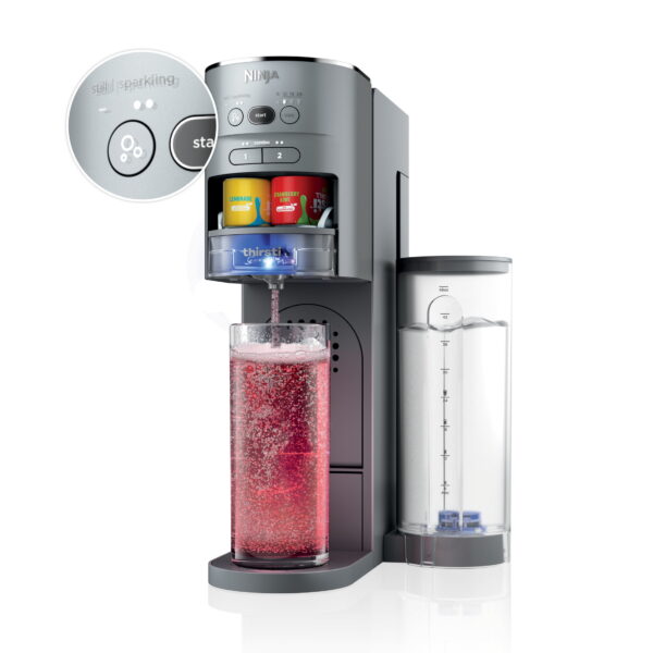 Ninja Thirsti Drink Maker-  Still & Sparkling Custom Drink Kit with CO2 Canister, Flavors, & 48oz Reservoir