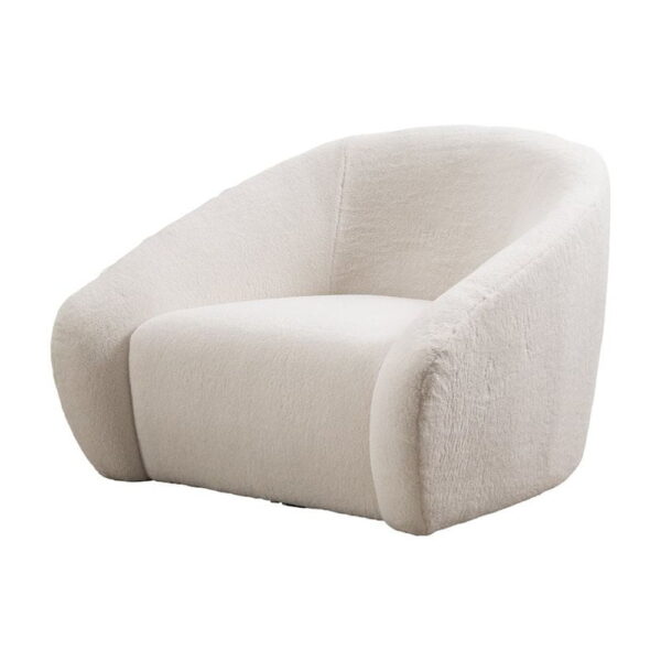 Roundhill Furniture Luzern Modern Boucle Upholstered Accent Chair, 360 Degree Swivel, White