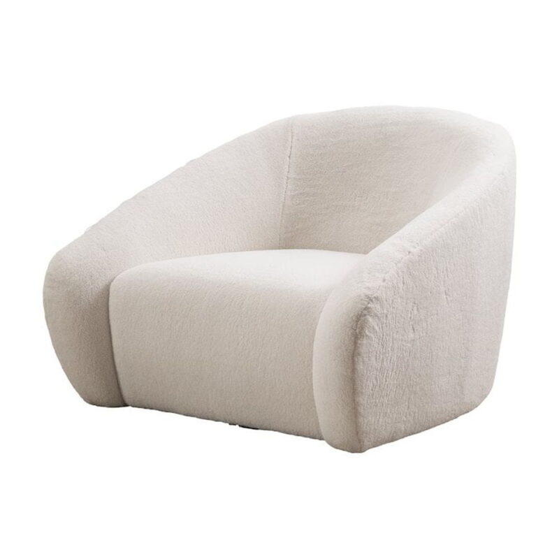 Roundhill Furniture Luzern Modern Boucle Upholstered Accent Chair, 360 Degree Swivel, White