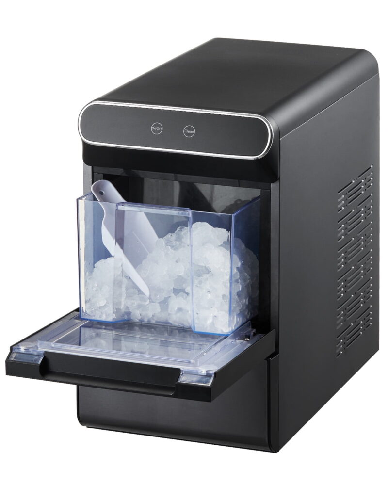 KFFKFF Nugget Ice Maker Countertop Portable Countertop Ice Maker 37lbs/24H Self-Cleaning with Ice Scoop & Drip Tray
