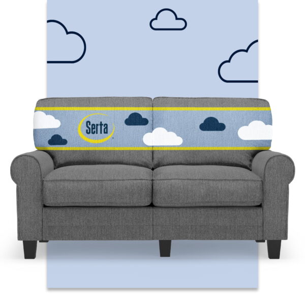 Serta Copenhagen 61" Rolled Arm Loveseat Sofa with Removable Covers Dark Gray
