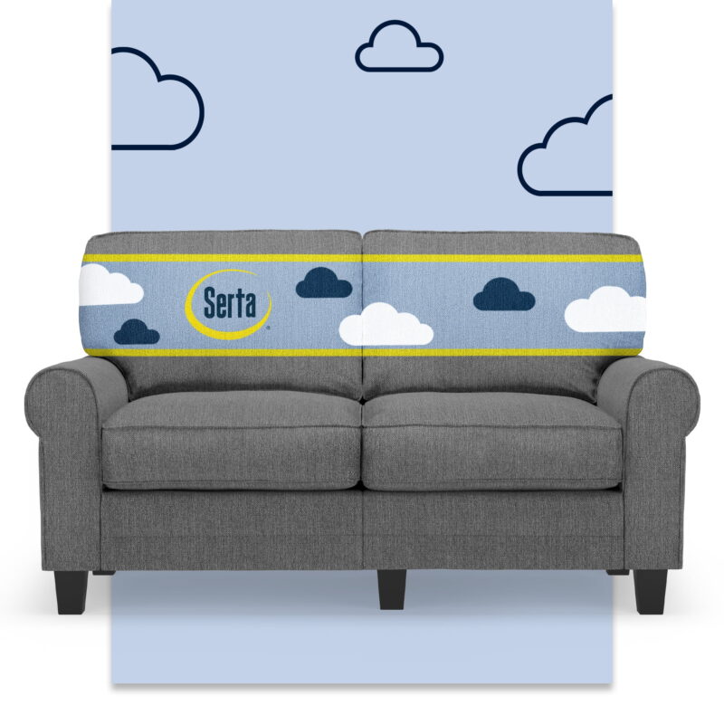 Serta Copenhagen 61" Rolled Arm Loveseat Sofa with Removable Covers Dark Gray