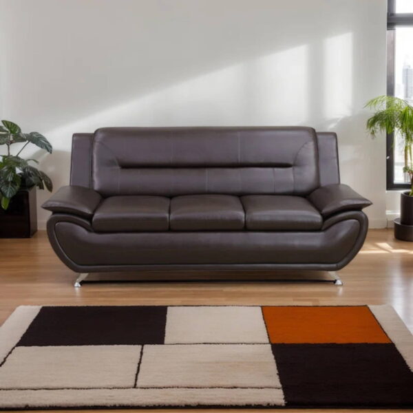 Trumanpick Leather 3 Seater Sofa Chair, Modern Comfy Sofa Couch for Living Room Furniture Set, Brown