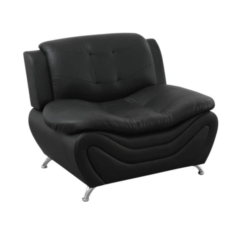 Trumanpick Leather Single Sofa Chair, Modern Comfy Sofa Couch for Living Room, Black