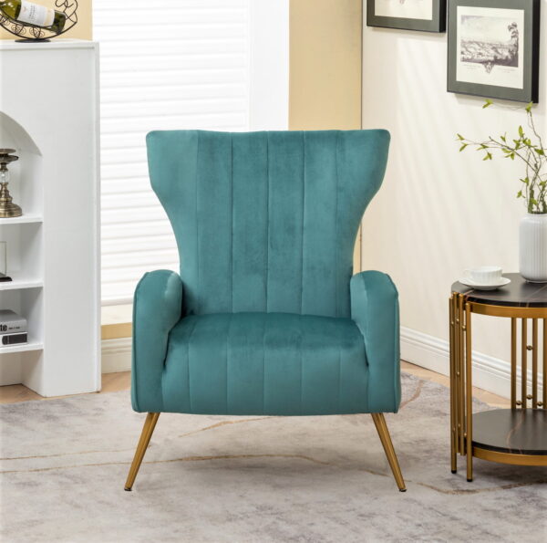 US Pride Furniture Kaleigh 27.56"W Velvet Living Room Sofa Chair with Metal Legs, Teal