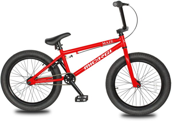 WonderWheels 20" BMX Steel Frame U-brake Three Piece Crank, Sprocket 25T, Driver 9T Sealed Bearing Alloy Rims 36H, Black tire - Red