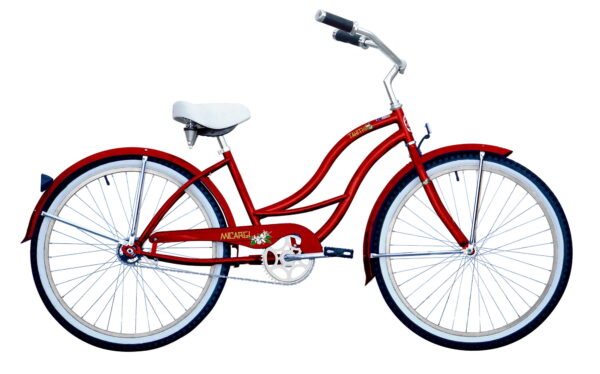 WonderWheels 26" Beach Cruiser Coaster Brake Stainless Steel Spokes One Piece Crank Alloy Orange Rims 36H W/ Fenders - Red