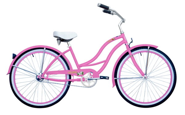 WonderWheels 26" Beach Cruiser Coaster Brake Stainless Steel Spokes One Piece Crank Alloy Pink Rims 36H W/ Fenders - Pink