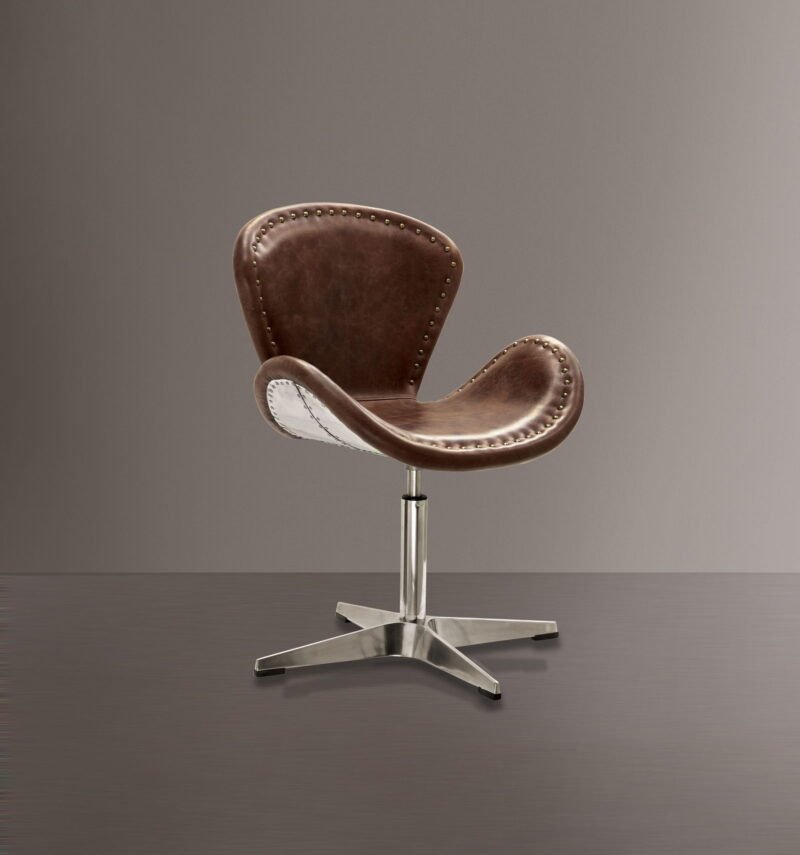 ACME Brancaster Accent Chair in Retro Brown and Aluminum - Image 3