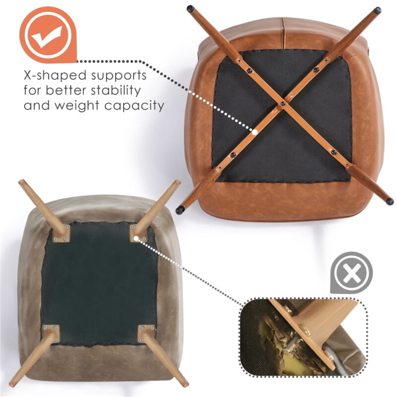 Alden Design Mid-Century Modern Faux Leather Wingback Accent Chair, Set of 2, Brown - Image 5